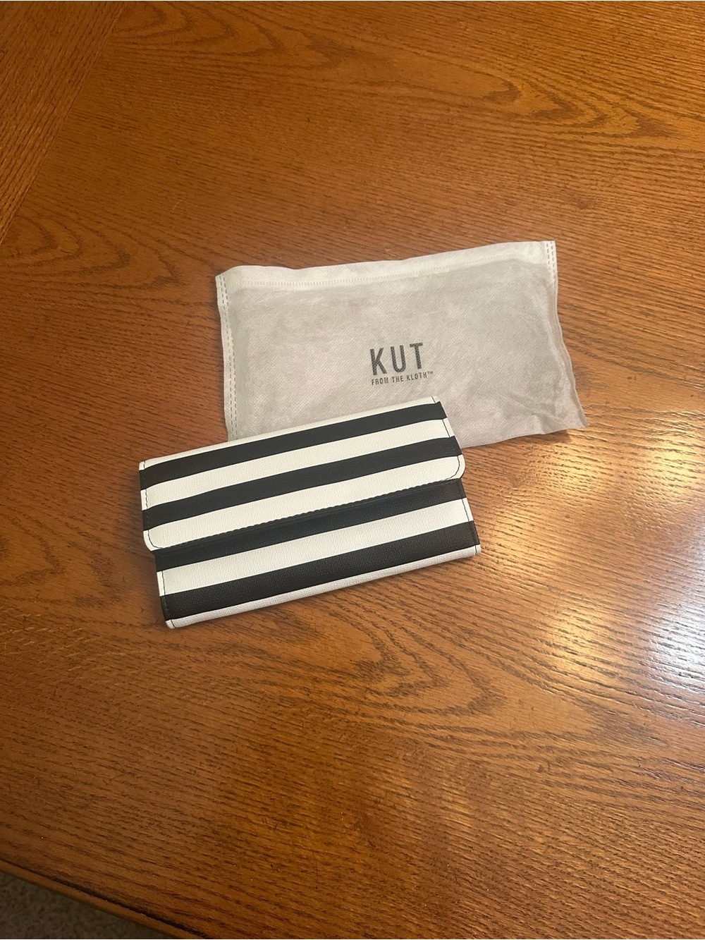 Kut from the Kloth Black and White Striped Fold-Over Wallet BNWT